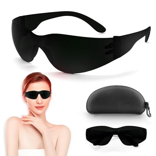 Red Light Therapy Glasses Eyes Protection for Tanning Goggles IPL Glasses 600-900nm Laser Cosmetology Operator Eye Protection with Case (Black)
