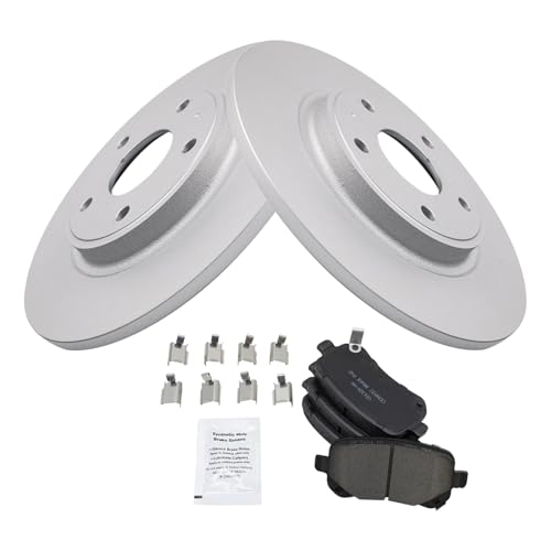 Image of TRQ Rear Brake Pad and Rotor Set Ceramic Coated Rotors Compatible with 2012 Dodge Journey