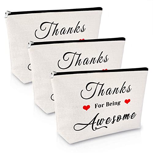Sfodiary 3 Pcs Thanksgiving Gift Appreciation Gifts for Women Makeup Bag Thank You Gifts for Coworkers Teacher Coach Christmas Birthday Gifts for Sister Daughter Friendship Gift Travel Cosmetic Pouch