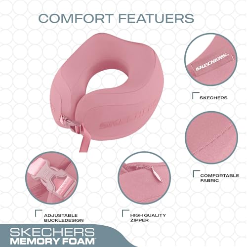 Image of Skechers Neck Pillow for Traveling,Memory Foam Travel Neck Pillow for Airplane Travel Pillow for Flight Headrest Sleep, Portable Plane Accessories,Pink
