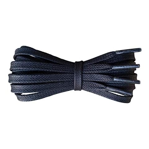 Waxed Cotton Shoelaces - 6 mm flat - Ideal for sports and casual shoes - Black - length 110 cm - Made in England Cover