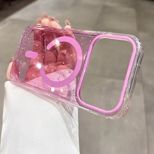 Coque paillettes iPhone 15 Pro avec chargement sans fil magnétique stable