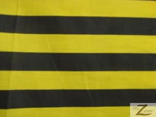 Black/Yellow 1" Stripe Poly Cotton Fabric 58"/59" Width Sold by The Yard (P153)