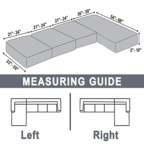 Bt.wa Sectional Couch Covers For 4-Piece Seat Cushion Velvet Sofa Cushion Cover L Shape Separated Couch Slipcover With 2 Pcs Pillowcases Furniture Protector (3 Seater + 1 Chaise, Light Grey) #TOP4