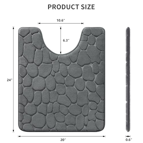 YIHOUSE Memory Foam Bath Mat Cobblestone Bathroom Rugs Super Water Absorbent Bath Mats for Bathroom Machine Washable Bath Rugs(20 x 24,Dark Gray) - image 6