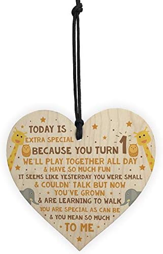 RED OCEAN 1st Birthday Gift For Daughter Son Wooden Heart 1st Birthday Accessories Girl Boy