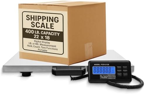 Shipping Scale, Platform Scale, Industrial, 400 Lb, Large Platform, 22x18