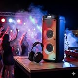 BLAUPUNKT Zestaw DJ Outdoor Bluetooth 300 W + bezprzewodowe słuchawki Bluetooth – mocny głośnik Bluetooth z diodami LED, FM, USB, AUX i mikro karaoke