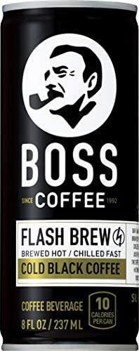 BOSS Coffee by Suntory - Japanese Flash Brew Original Black Coffee, 8oz 12 Pack, Imported from Japan, Espresso Doubleshot, Ready to Drink, Keto Friendly, Vegan, No Sugar, No Gluten, No Dairy