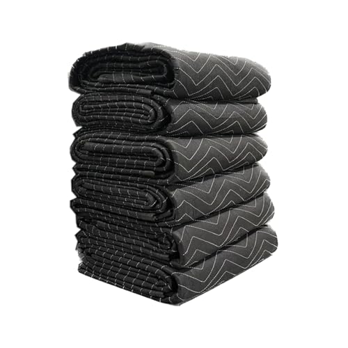 Diamond UP Heavy Duty Moving Blankets 6 Pack 72\" x 80\" (65 lb/Dozen), Large Thick Quilted Furniture Mover and Pads for Safe Shipping, Packing and Storage, Black(6 packs)