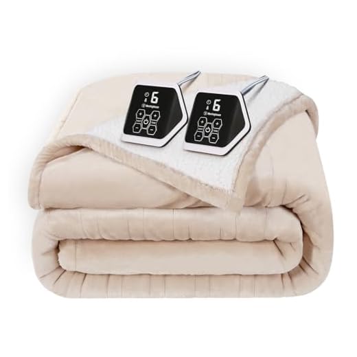 Westinghouse Heated Blanket, Electric Throw Blanket with 10 Heating Levels, 12 Hours Auto Off, Overheat Protection, Machine Washable, Flannel to Sherpa (Queen, 84x90 Inches, Beige&Ivory)