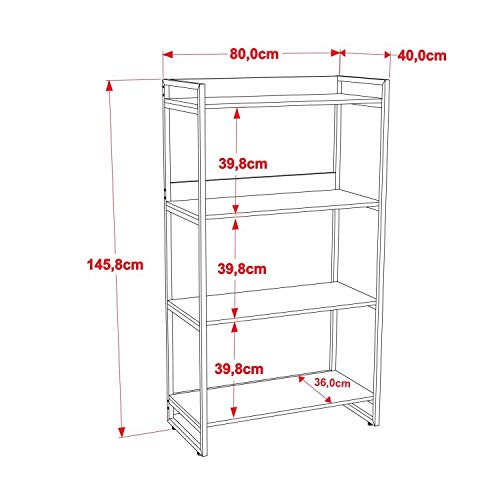 Estante Multiuso 146cmx80cm com 4 Prateleiras Kuadra Compace Nogal