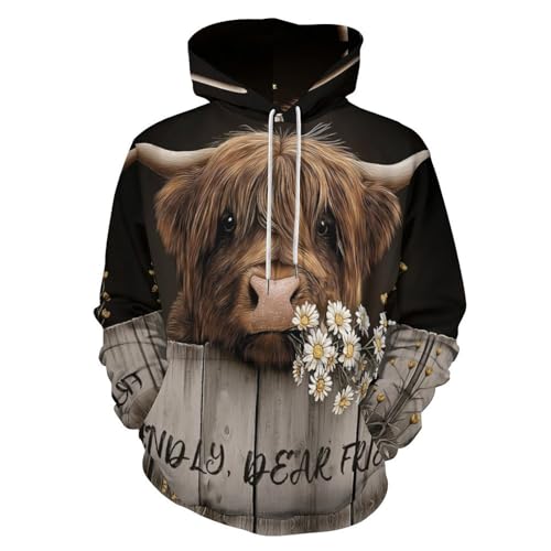 Pull à capuche pour homme avec motif clôture en bois style campagnard