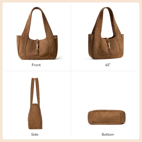Image of BOSTANTEN Suede Shoulder Bag for Women Vintage Purse Dumpling Tote