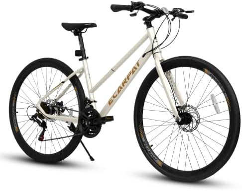 A28250 700C Road Hybrid Bike for Adult, 21-Speed Road Bike Road Bicycle Carbon Steel Frame/Dual-Disc Brakes/Multiple Colors