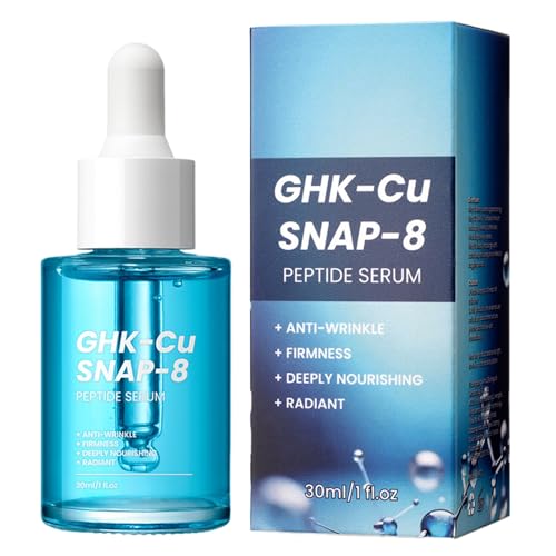 Sérum Aux Peptides de Cuivre GHK-c-u, 30ml Sérum Polypeptides Peptidiques de Cuivre Bleu, pour Atténuer Les Rides et Ridules, Es-sence Hydratante pour Le Visage Hommes et Femmes