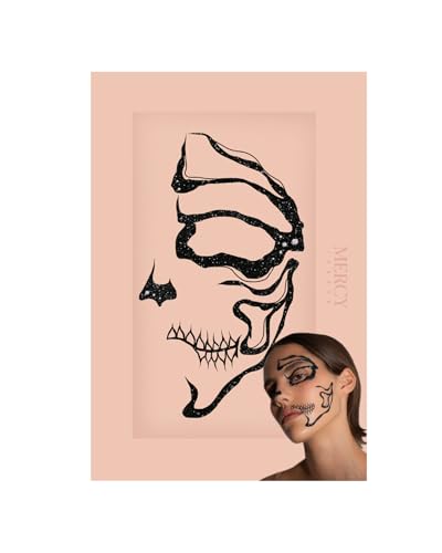 Skull Face Jewels by Mercy London Skeleton Costume Accessories Face Gems Jewels All in One Halloween Stick On Sticker