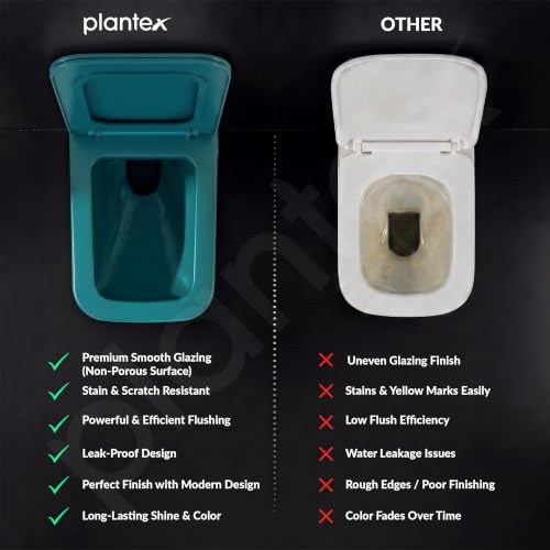 Image of Plantex Commode for Toilet /Rimless Western Commode /Wall Hung Toilet with Soft Close Seat - P Trap (T05, Green)