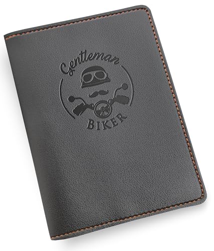 Jolis Papiers Porte Carte Grise Motard Porte Papiers Portefeuille Moto Permis De Conduire Cuir Synthétique Haute Qualité Gentleman Biker