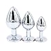 Eastern Delights® Steel Metal Plated Jeweled Butt Anal Plug Large + Medium + Small, Branded Red Pouch