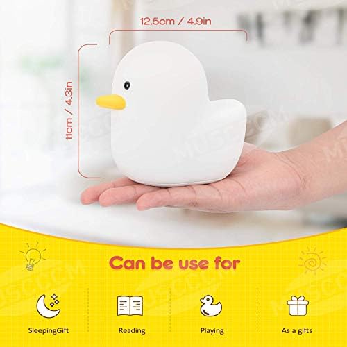 MUSCCCM LED Night Light,Smart Bedside Night Lamp with Touch Sensor Timer,Silicone Rechargeable Duck Night Lights with Warm Light for Bedroom