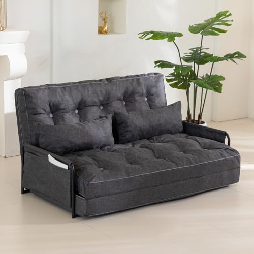 YOSHOOT Adjustable Lazy Floor Sofa Bed, Folding Couch, Grey
