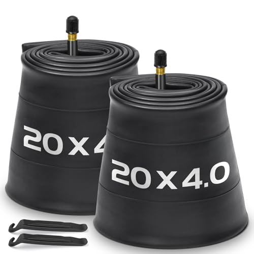 2 Pack 20x4 Fat Tire Bike Inner Tubes with AV 32mm Valve, Premium Butyl Rubber 20 x 3.5-4.5