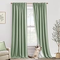 Amazon｜セージグリーン 遮光カーテン 長さ84インチ パネル2枚セット