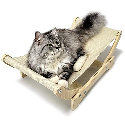 Heykitten 24In Cat Hammock, Elevated Couch Bed With Sturdy Stand, Raised Lounging Perch Chair For Indoor Kittens And Adult Cats (Beige Canvas) #TOP2