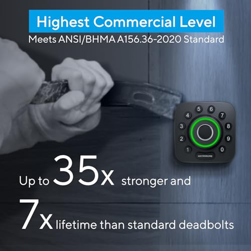 ULTRALOQ U-Bolt Pro Smart Lock, 7-in-1 Keyless Entry Door Lock with Fingerprint ID, App and Keypad, Smart Door Lock, Smart Deadbolt, Smart Locks for Front Door, Smart Deadbolt, IP65 Waterproof - Thumbnail 5