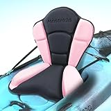 Montekin Thickened Kayak Seat with Back Support, Sit On Top Cushioned Canoe Backrest Molded Foam Seat for SUP Paddle Board Fishing Boat Long Trip (Black Light Pink)