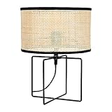 Lampes à poser marque Ostaria Lampe métal rotin Yuca noir
