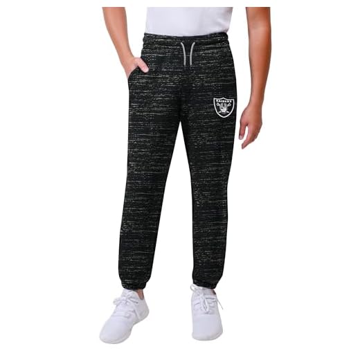 Ultra Game -NFL Oakland Raiders Boys Extra Soft Black Snow Fleece Jogger Sweatpants, Black Snow, 14/16