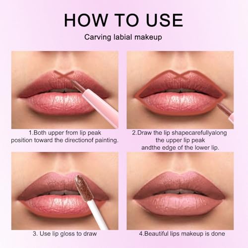 Image of evpct Nude Gold Metallic Glitter Lip Liner and Lipstick Combo Lip Gloss Stain Set Makeup for Women Long Lasting Waterproof 24, Non Stick Cup Metal Shine Shiny Shimmer Iridescent Liquid Lipstick 27