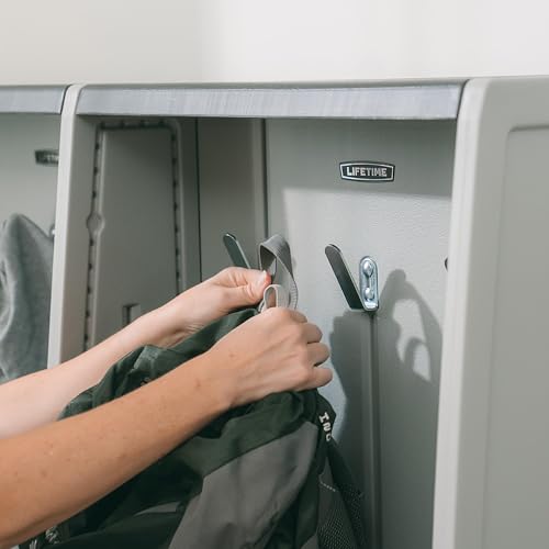 LIFETIME Storage Locker, Freestanding Cabinet with Benches & Shoe Cubbies, Organizer with Metal Hooks, UV‑Protected Weather‑Resistant - Thumbnail 7
