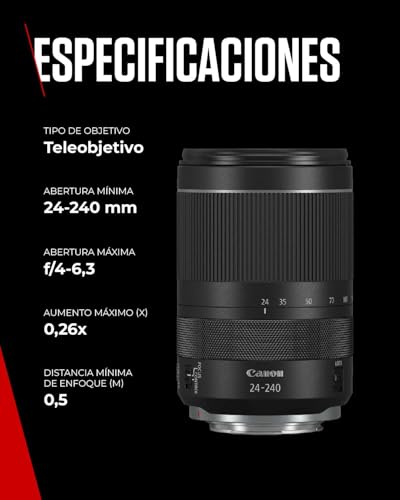 Miniatura 9 de Canon Objetivo Rf 24-240mm F4-6.3 Is Usm - Lente Teleobjetivo Y Gran Angular Zoom 10x Para Naturaleza, Paisajes Y Ciudad Compatible Sistema Eos R