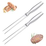 Tenedor Carne Acero Inoxidable Tenedor Barbacoa Cocina Set 2 Piezas 27cm, Sujeción Firme Corte Preciso Servicio Fácil, Ideal Parrilla BBQ Asado Pavo Cocina Interior Exterior Cena