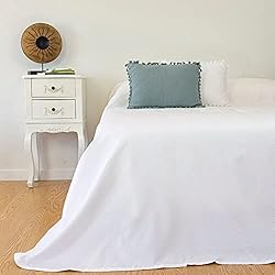 Casa da Laura - Colcha Blanca para Cama 135/140 / 150 - Colcha 240 x 270 cm - Colcha Elegante con Rombos - 80% Algodón y 20% Poliéster