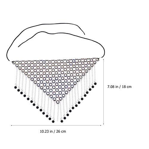 Amosfun Capa de Rosto de Dança Do Ventre Brilhante Ab Strass Cadeia Boho Borla Cristal Metal Máscara