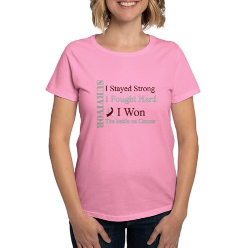 CafePress Survivor I Won Head and Neck Cancer (Red and WHI Women's Classic Crew-Neck Soft T-Shirt