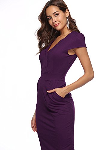 Ceasikery Women's Business Retro Cocktail Pencil Wear To Work Office Casual Dress Purple #TOP1