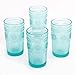 Donnetty Set of 4, Dishwasher Safe, 16-Ounce Emboss Glass Tumblers, Turquoise
