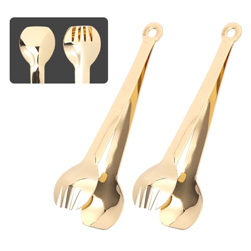 2pcs Pinze per zucchero, Pinze per Ghiaccio, MILLION SOURCE Mini Acciaio Inox Pinze per Servire, per Antipasti, Cubetti di Ghiaccio, Ideali per Cucina, Bar, Buffet, Caffè(15,2 cm, Oro)