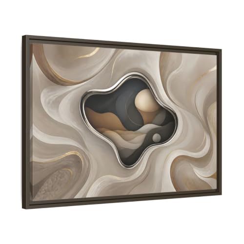 Toile imprimée formes organiques avec cadre espresso premium 75x50 cm