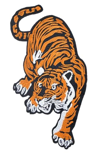 GK-O Large Tiger Embroidered Patch Iron On Sew On Applique Jacket Back