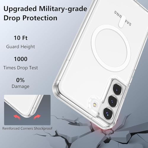 Image of Magnetic Silicone Case for Samsung Galaxy S22 5G Compatible with MagSafe, Shockproof Phone Bumper Cover, Anti-Scratch Clear Back (Clear)
