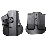 Vioaplem Tactical Imi Glock Holster Pistola Airsoft Fondina for Glock 17 19 22 26 Custodia in Vita con Magazine Pouch Caccia Accessori Fondine (Color : Black with Pouch)