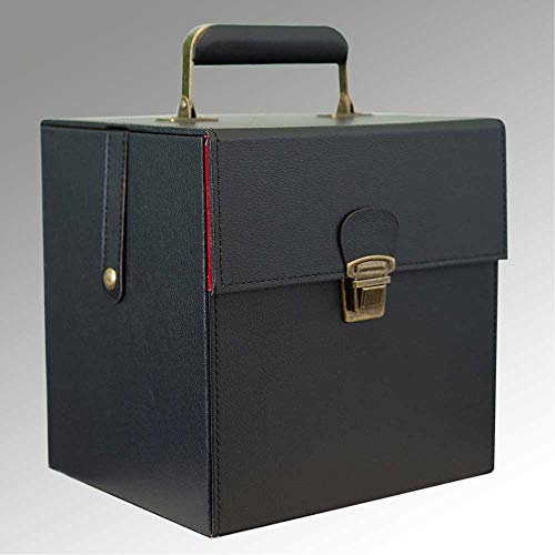 Deluxe Record Case (Audio Anatomy) for 7inch Vinyl - Black Retro Vintage Style