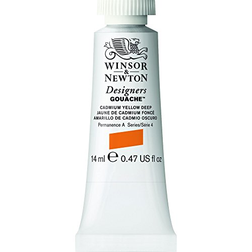 Winsor & Newton Designers Gouache, Cadmium Yellow Deep, 14 ml Tube, jaune, 14 ml (Pack of 1)