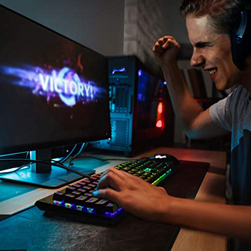 PICTEK Mechanical Gaming Keyboard- 104 Keys Red Switch - Programmable, Chroma RGB LED Rainbow Backlit, Spill-Resistant 100% Anti-Ghosting USB Wired Illuminated Gamers Keyboard for Desktop, Computer